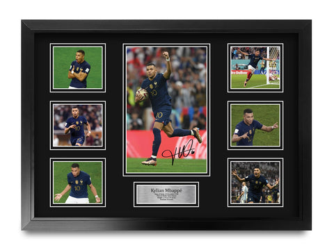 HWC Trading FR A2 Kylian Mbappe France Printed Memorabilia Signed Autograph Photograph Display for Football Fans and Supporters - A2 Framed
