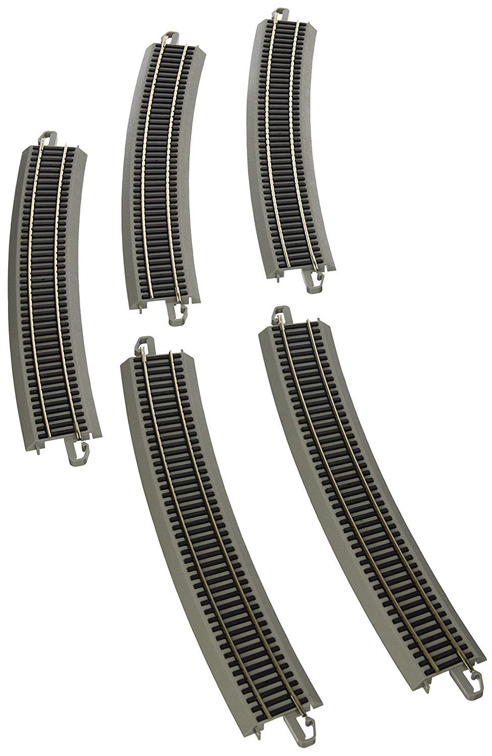 Bachmann Trains - Snap-Fit E-Z TRACK 35.50â€ RADIUS 18 DEGREE CURVED TRACK (5/card) - NICKEL SILVER Rail With Gray Roadbed - HO Scale , Grey