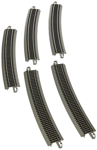 Bachmann Trains - Snap-Fit E-Z TRACK 35.50â€ RADIUS 18 DEGREE CURVED TRACK (5/card) - NICKEL SILVER Rail With Gray Roadbed - HO Scale , Grey