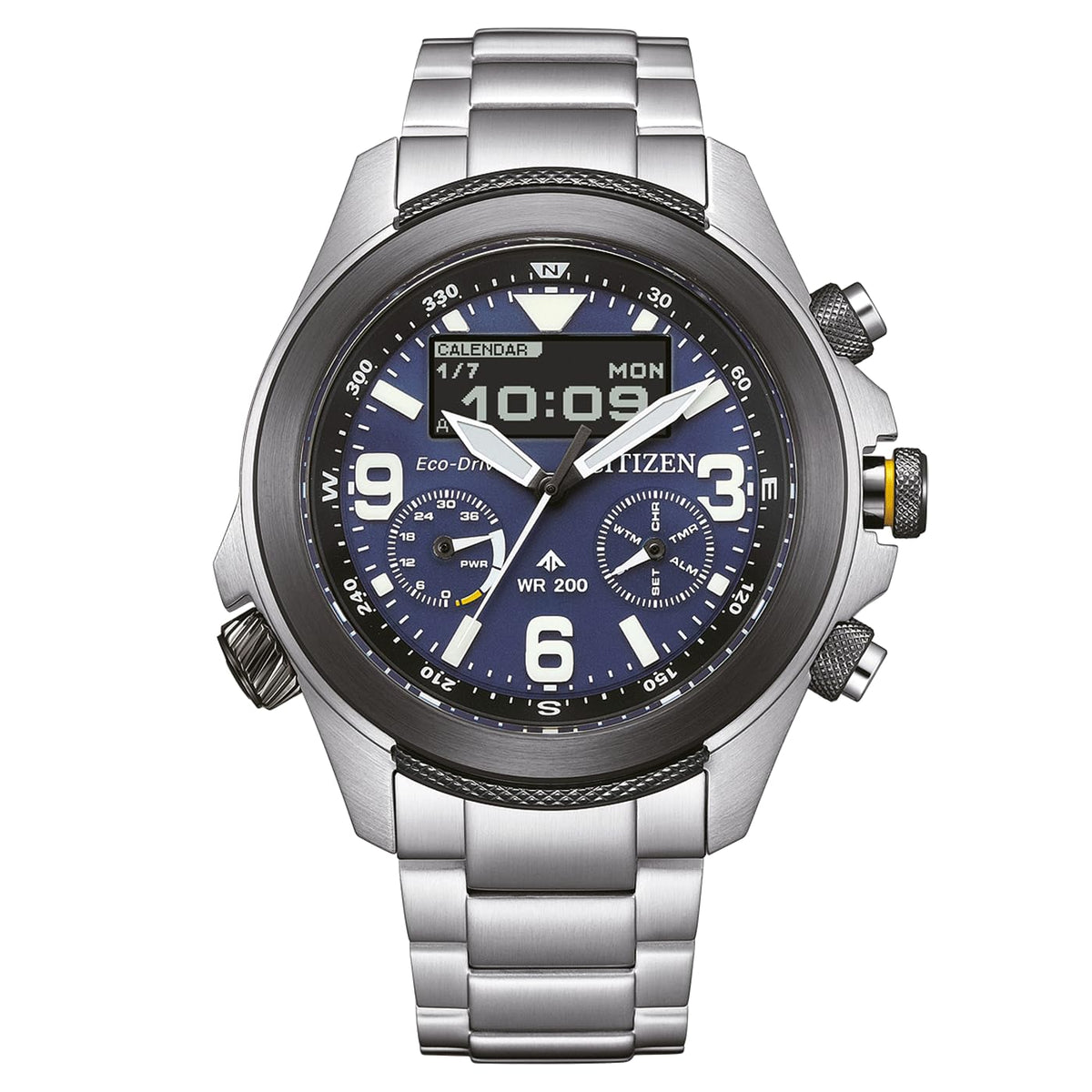 Citizen Men's Analogue-Digital Eco-Drive Watch with Stainless Steel Strap JV1006-51L