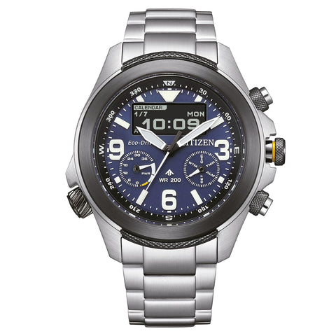 Citizen Men's Analogue-Digital Eco-Drive Watch with Stainless Steel Strap JV1006-51L