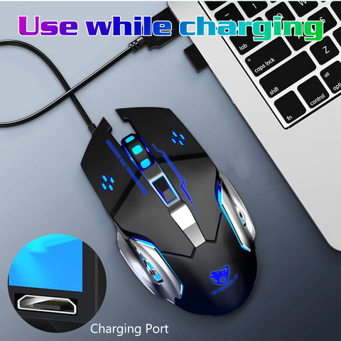 Bluetooth Mouse, UrbanX Rechargeable Wireless Mouse Multi-Device (Tri-Mode:BT 5.0/4.0+2.4Ghz) with 3 DPI Options, Ergonomic Optical Portable Silent Mouse for HTC Wildfire E2 Plus Blue Black