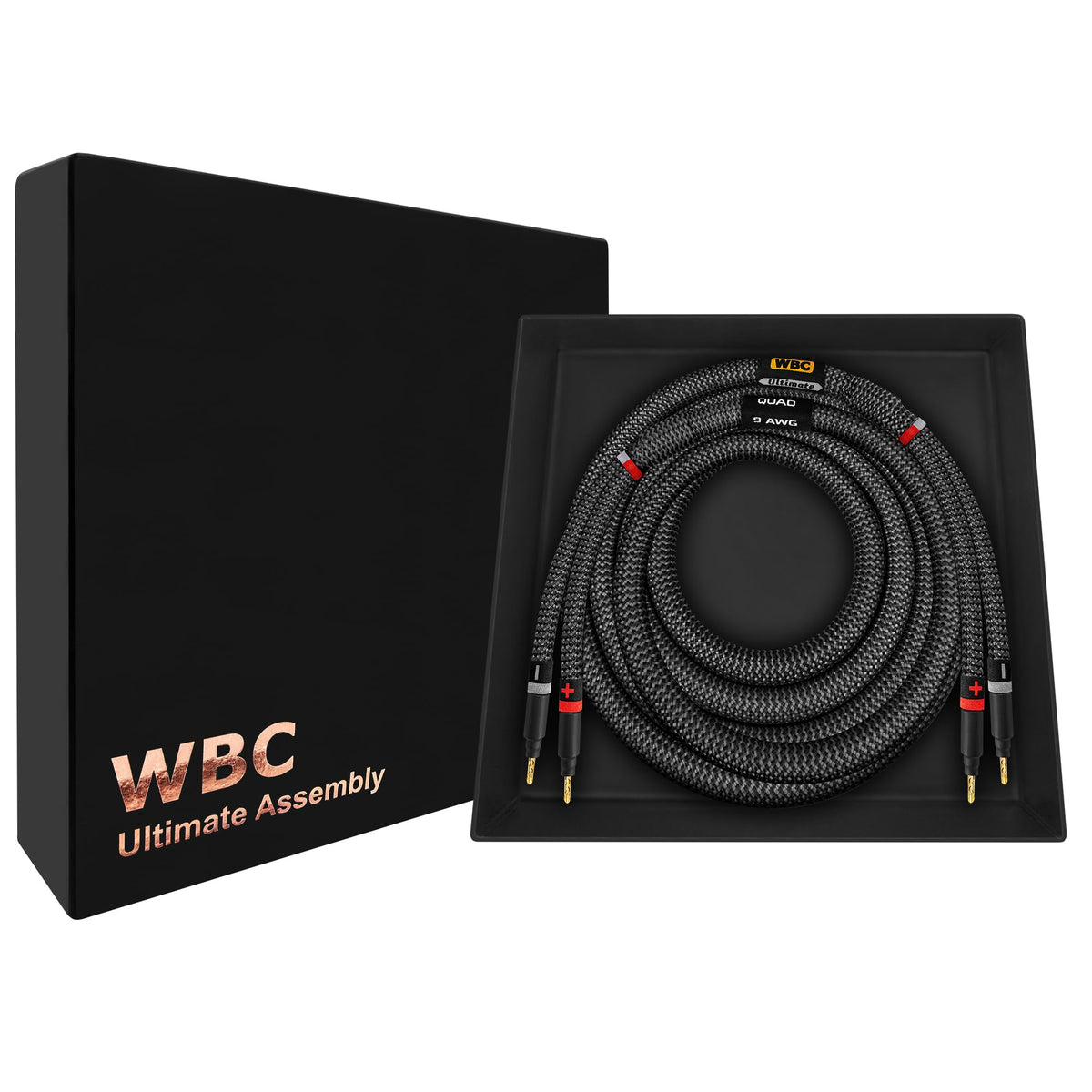 WORLDS BEST CABLES 6 Foot Ultimate - 9 AWG - Ultra-Pure OFC - Premium Audiophile HiFi Single Speaker Cable for Center Channel with Eminence Gold Banana Plugs & Carbon Tweed Jacket