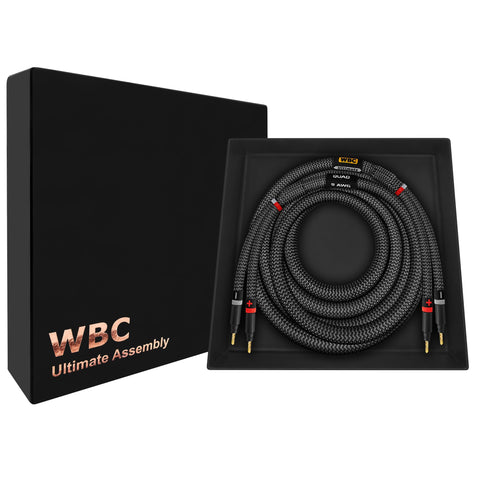 WORLDS BEST CABLES 6 Foot Ultimate - 9 AWG - Ultra-Pure OFC - Premium Audiophile HiFi Single Speaker Cable for Center Channel with Eminence Gold Banana Plugs & Carbon Tweed Jacket