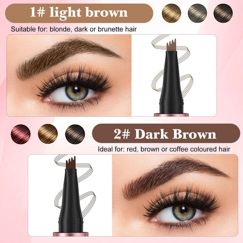 Generic 2Pcs Eyebrow Tattoo Pencil 4 Fork Tip 3D Microblading, 2024 New Waterproof Magic Eyebrow Pencil, Natural Makeup Fine Stroke Magic Eyebrow Pencil with 4 Micro-Fork Tip for Women (Light Brown)