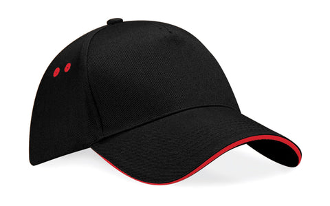 Beechfield Unisex Ultimate 5 Panel Contrast Baseball Cap with Sandwich Peak/Headwear (One Size) (Black/Light Grey)
