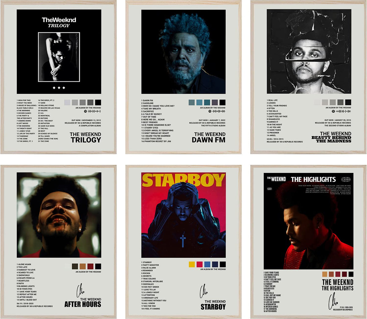 GLRSSN Music Album Cover Signed Limited Posters Prints Set of 6 Canvas Wall Art Posters Room Aesthetic for Girl and Boy Teens Dorm Decor 8x10 inch Unframed