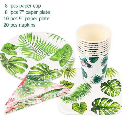 PRETYZOOM 1 Set Hawaii Party Dinnerware Tropical Summer Party Supplies Disposable Kit Disposable Paper Tableware Wedding Decor Luau Party Decorations Banquet Paper Tray Paper Napkin