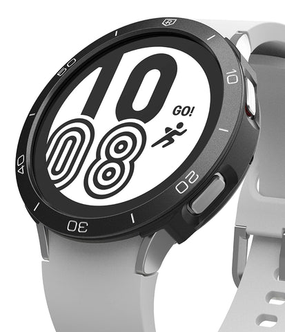 Ringke [Air Sports + Bezel Styling] Compatible with Samsung Galaxy Watch 4 44mm, Flexible Shockproof TPU Case with Adhesive Aluminum Frame Ring Cover - Black / 11