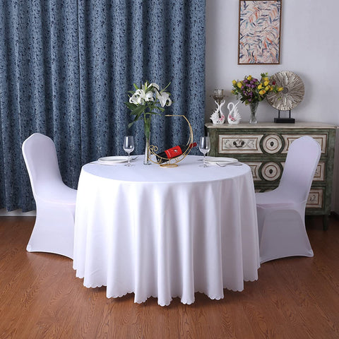 round tablecloth - 79" Round Premium Tablecloth for Wedding / Banquet / Restaurant - Polyester Fabric Table Cloth - White
