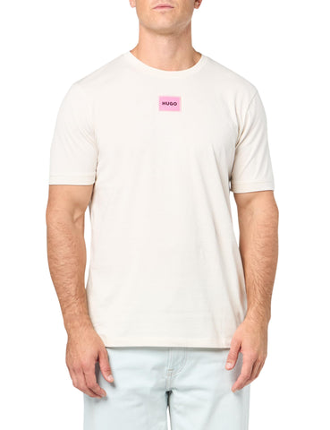 HUGO Ribbed Crew Neck Regular Fit Center Logo T-Shirt
