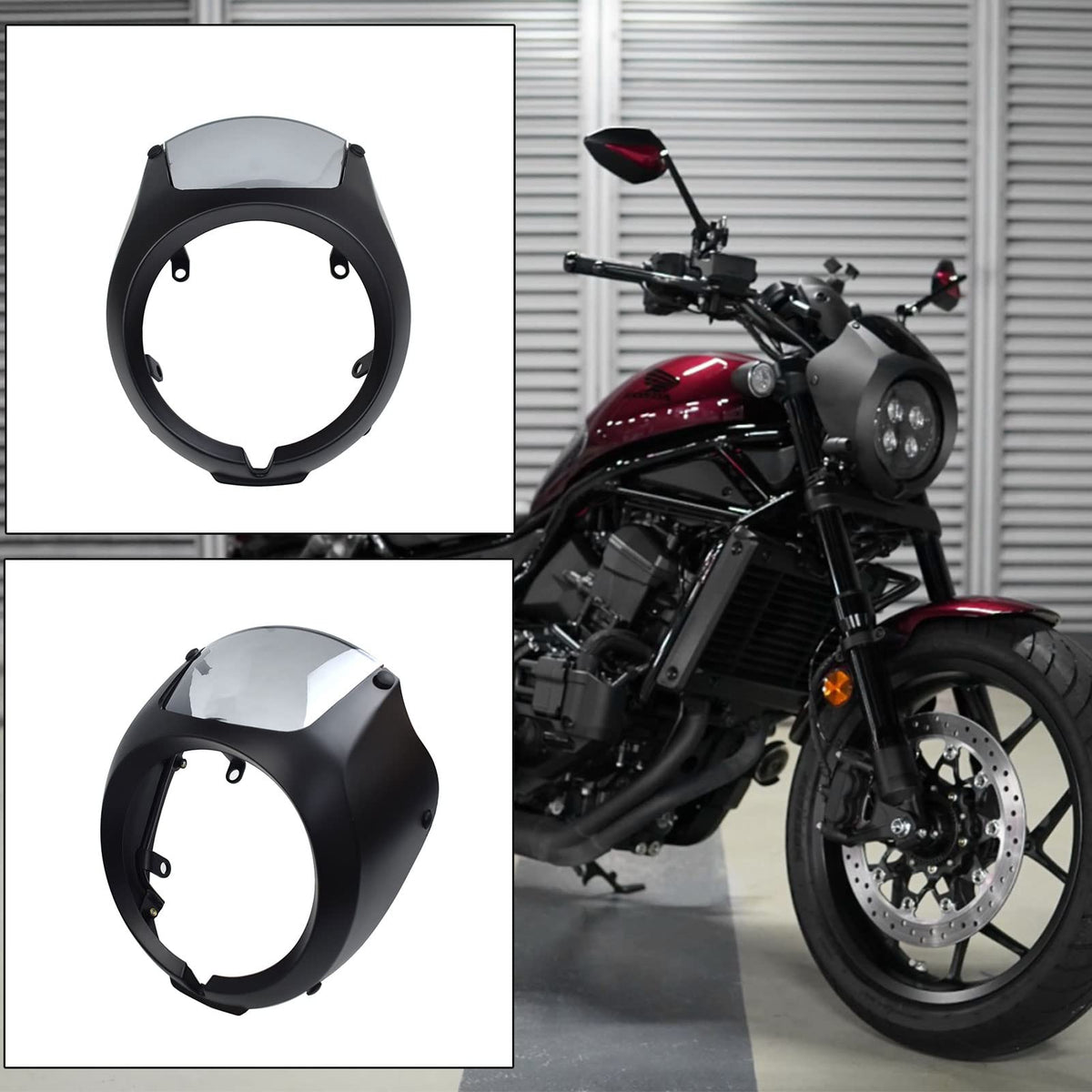 Midimttop Motorcycle Fron Mask Visor Headlight Fairing Front Cowl Fork Mount Windshield Wind Deflector Compatible with HO-NDA Rebel 1100 CMX1100 CMX 1100 Accessories 2021-2023