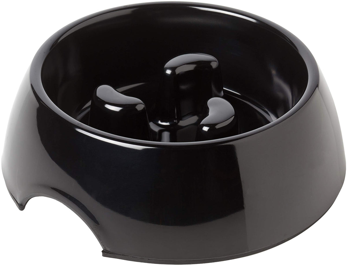 Rosewood Anti scoff Slow Feeder, Melamine Dog Bowl, Black, large