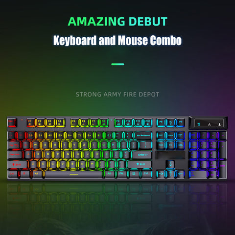 Waterproof Keyboard and Mouse Combo, RGB LED Backlit Gaming 104 Keys Wired USB Keyboards with Ergonomic Gaming Mouse for PC Gamer Computer Desktop(Black)