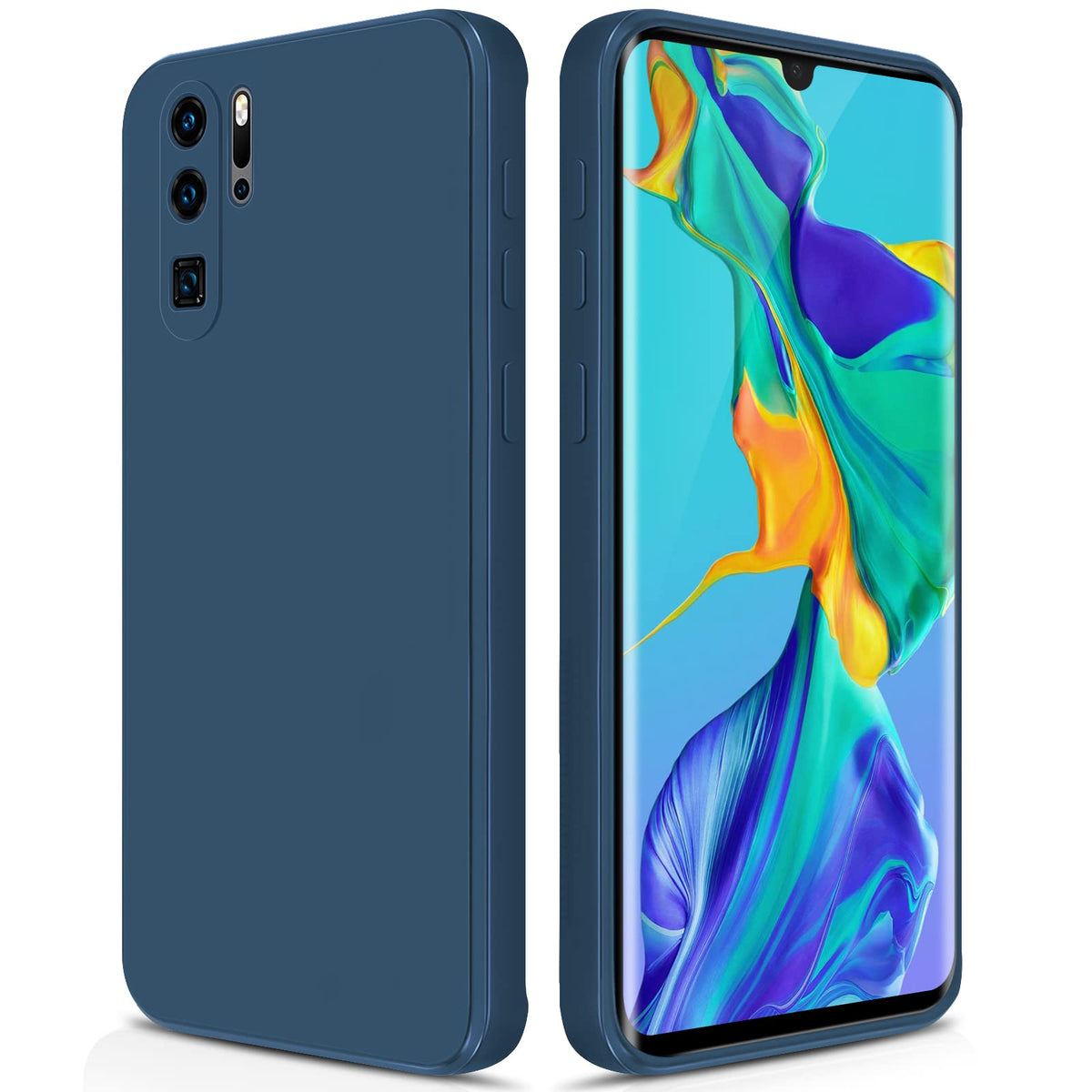 GiiYoon Case Compatible with Huawei P30 Pro, Silky-Soft Touch Full-Body Protective Phone Silicone Case, Shockproof Cover with Microfiber Lining, Blue