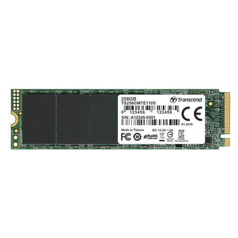 Transcend MTE110S 256 GB NVMe PCIe Gen3 x4 M.2 2280 Internal Solid State Drive (SSD) 3D TLC NAND (TS256GMTE110S)