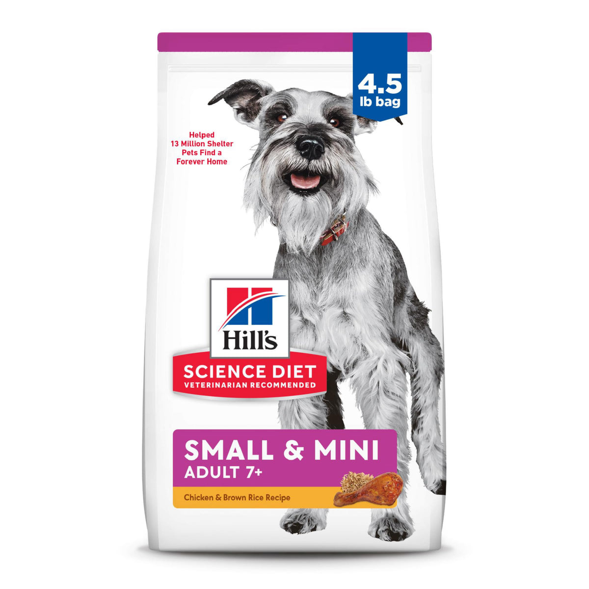 Hill's Science Diet Dry Dog Food, Adult 7+ for Senior Dogs, Small & Mini, Chicken & Brown Rice Recipe, 4.5 lb. Bag
