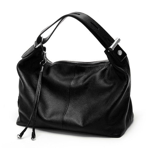 zency 6 Colors Fashion 100% Real Genuine Leather Women Shoulder Bag Handbag Lady Casual Tote, Black, One Size
