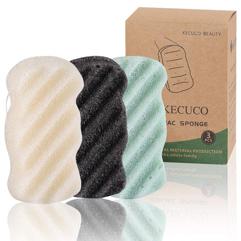 3 Pcs Soft Bath Sponge for Women, Men, Kids, 100% Fiber Sponge Body Shower Sponge Body Scrubber, 3 Different Colors and Extra Large Size XL with Fine, Soft, Rich Foam (Young Man/Adult)