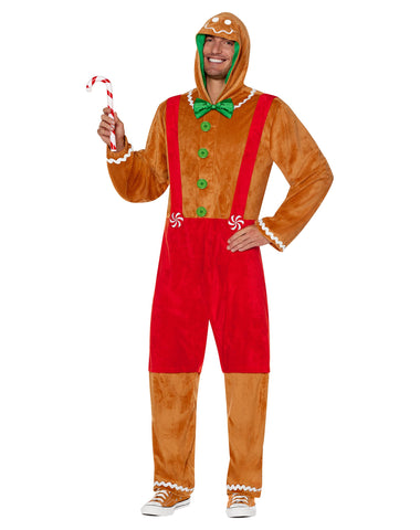 Spirit Halloween Adult Gingerbread Man Jumpsuit Costume | Gingerbread Man Outfit - Large/X-Large