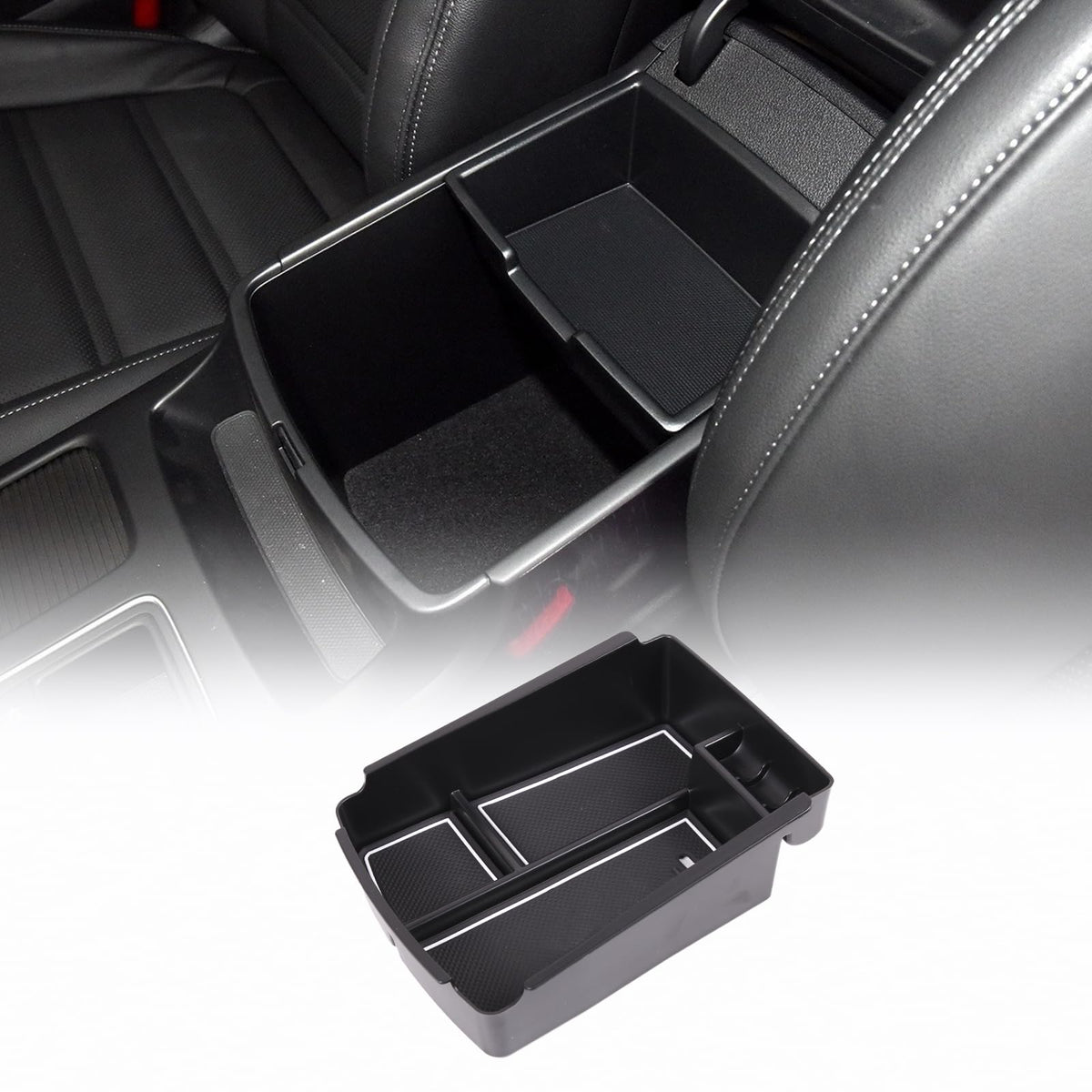 Center Console Armrest Storage Box Organizers Phone Tray Accessories for Kia Sorento 2016 2017 2018 2019 2020 Armrest Storage Box Secondary Insert Tray Coin Container Black Made of ABS (Armrest)