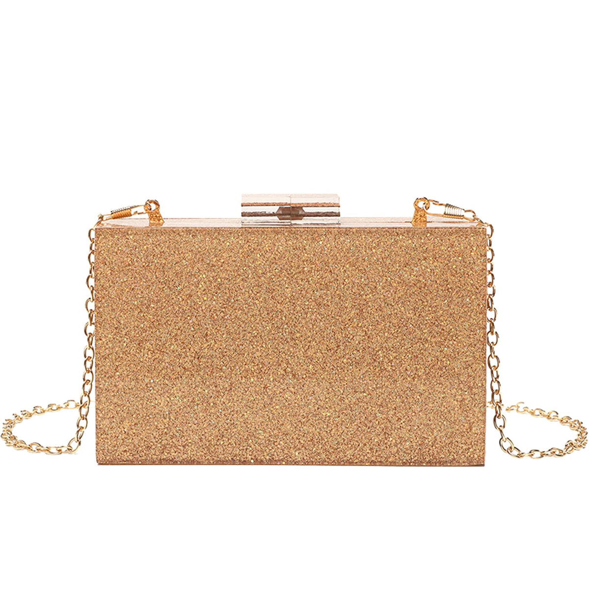 LETODE Acrylic Clutch Bags Purse Perspex Bag Handbags for Women, 10-glitter Gold, S