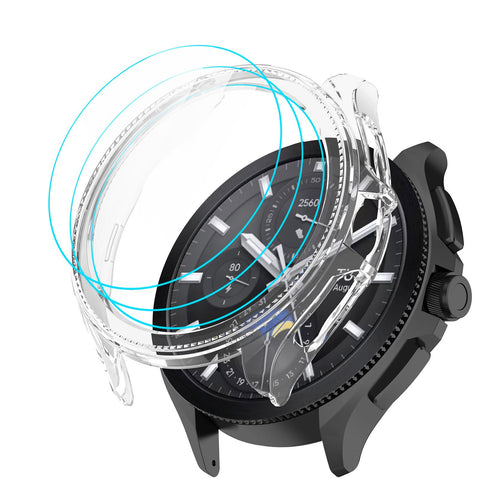 GIOPUEY [1+3 Pack Case Compatible with Xiaomi Watch 2 Pro, with Screen Protector, Hard Plastic Material, Anti-Bump, Xiaomi Watch 2 Pro Cover - transparent