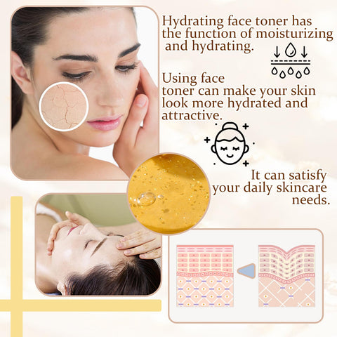 Gold 24K Face Toner,Hydrating Facial Toner for All Skin Types,Moisturizing Skin Toner for Face Skincare Routine