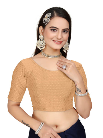 Kipzy Women's Round Neck Half Sleeve Blouse, Beige, 36