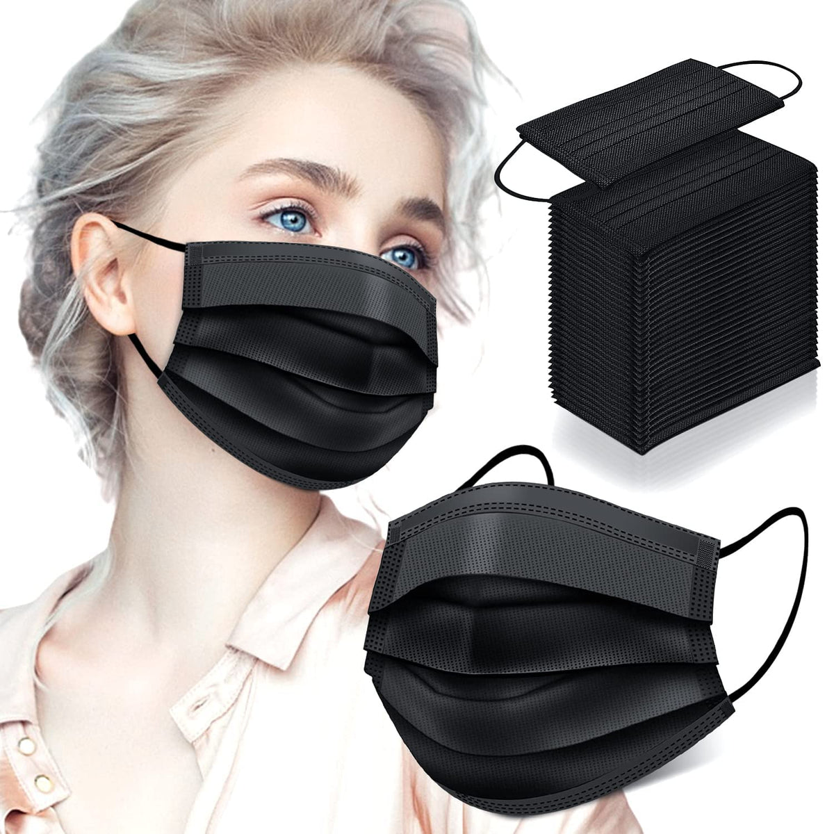 Black Face Masks 50 Pack Disposable Face Mask Disposable Masks Black Disposable Face Masks