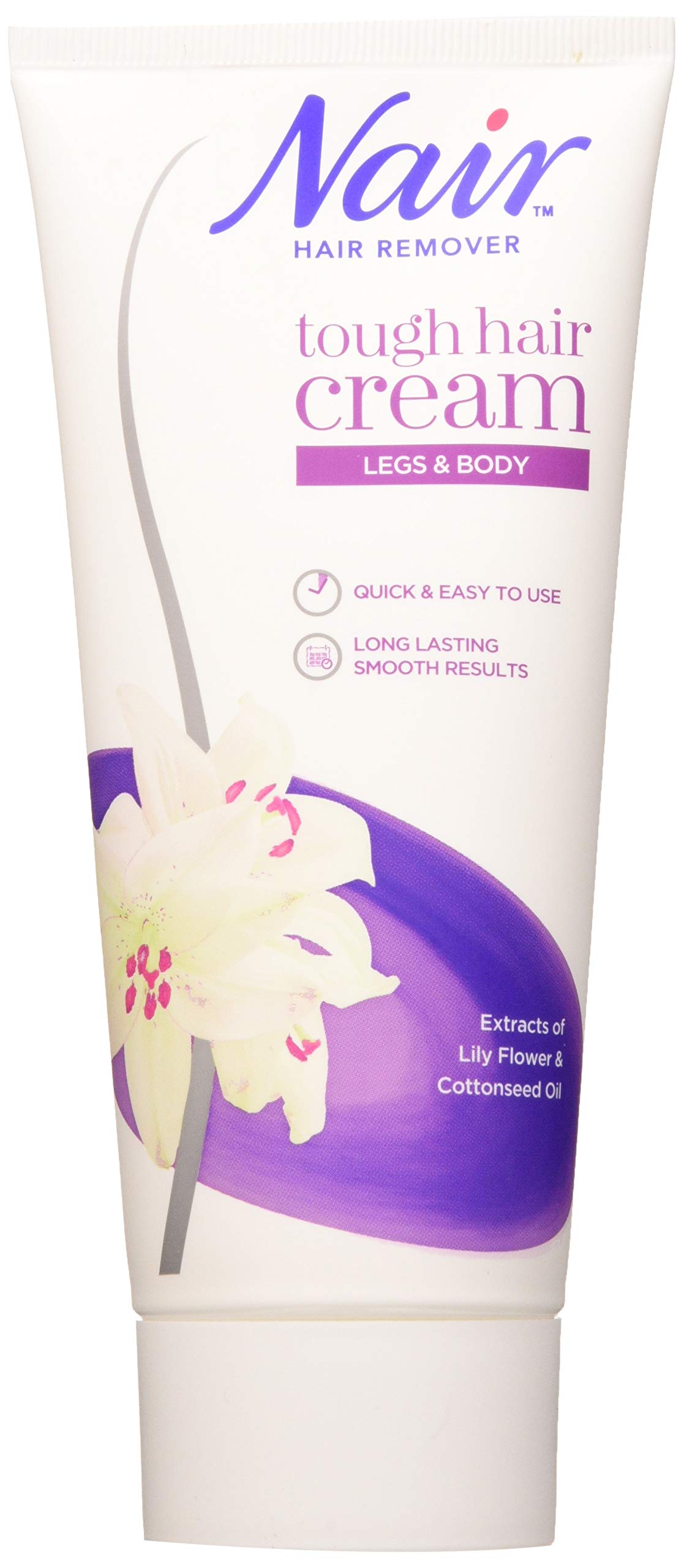 Nair Tough Hair Removal Cream - for Coarse & Dark Hair on Legs & Body - with Lily Flower Extract & Cotton Seed Oil - 200ml