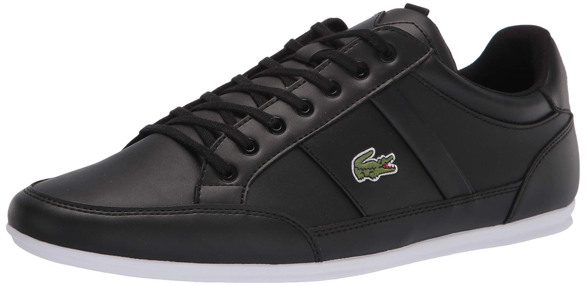 Lacoste Mens Chaymon Sneakers, Blk/Wht Leather, 11.5