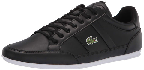 Lacoste Mens Chaymon Sneakers, Blk/Wht Leather, 11.5