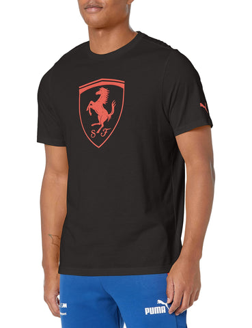 PUMA Men's Standard Ferrari Race Tonal Big Shield Tee, Black, Small