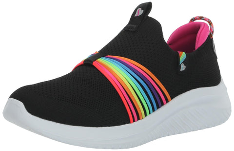 Skechers Kids Girls Ultra Flex 3.0-Splendid Spots Sneaker, Black/Multi, 6 Big Kid