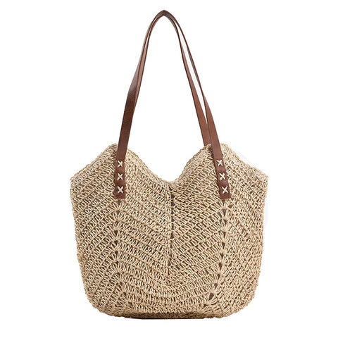 DKIIL NOIYB Straw Shoulder Bag For Women, Large Straw Bags Weave Handmade Handle Tote Bag Summer Beach Straw Handbags Bohemian Crossbody Bag