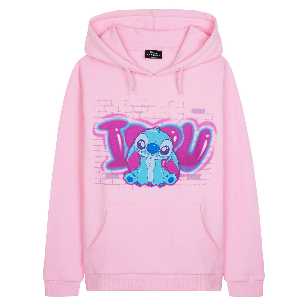 Disney Girls Hoodie - Soft Hooded Sweatshirt for Kids and Teenagers (Pink Stitch, 7-8 Years)