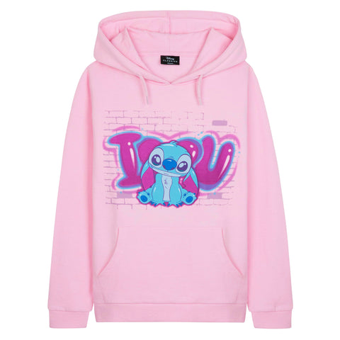 Disney Girls Hoodie - Soft Hooded Sweatshirt for Kids and Teenagers (Pink Stitch, 7-8 Years)