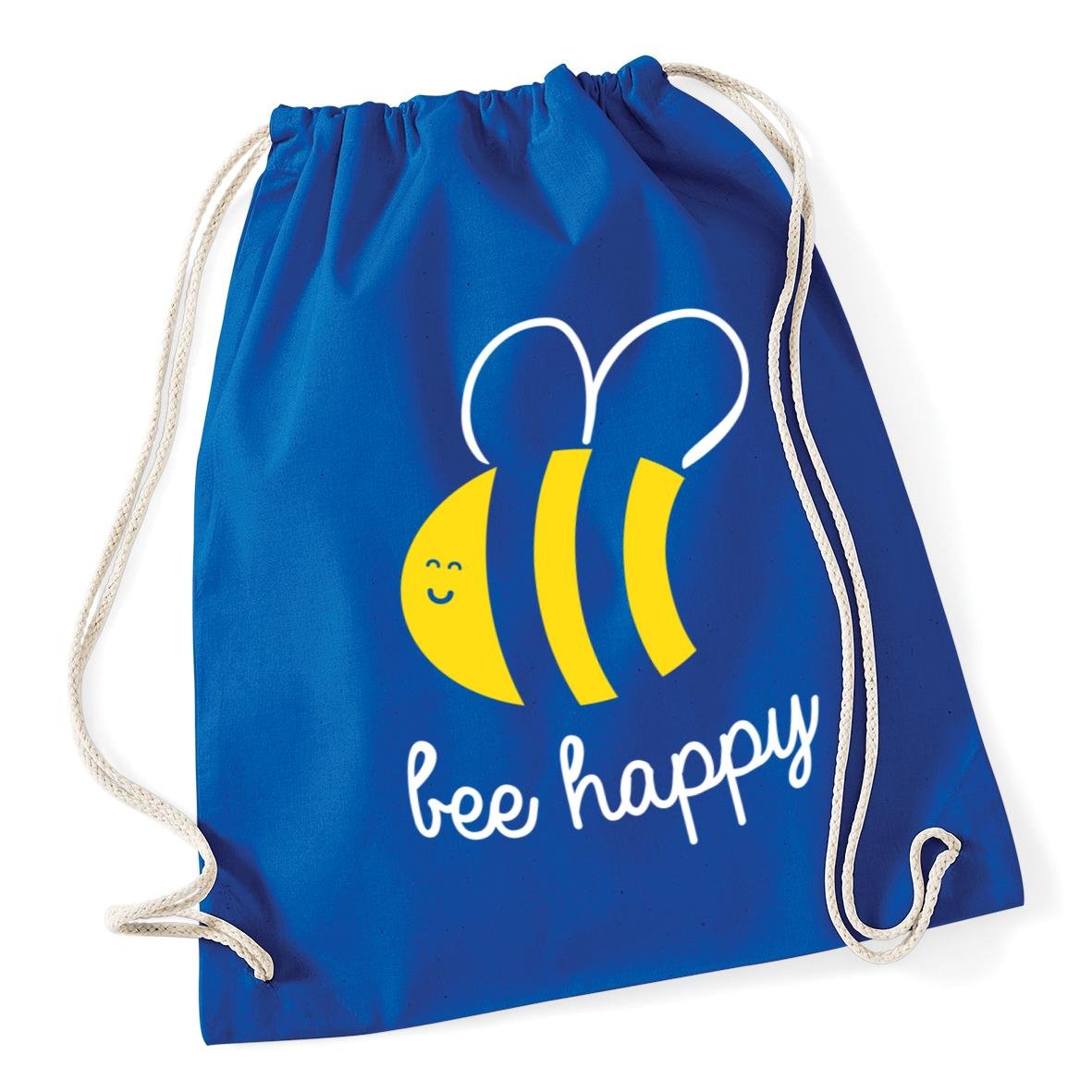Hippowarehouse Bee Happy Drawstring Cotton School Gym Bag 37cm x 46cm, 12 litres