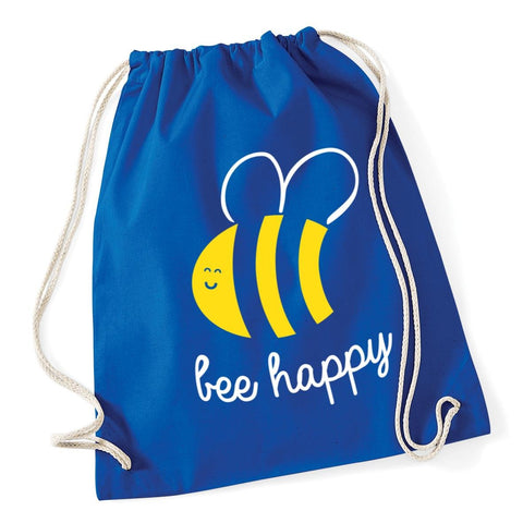 Hippowarehouse Bee Happy Drawstring Cotton School Gym Bag 37cm x 46cm, 12 litres