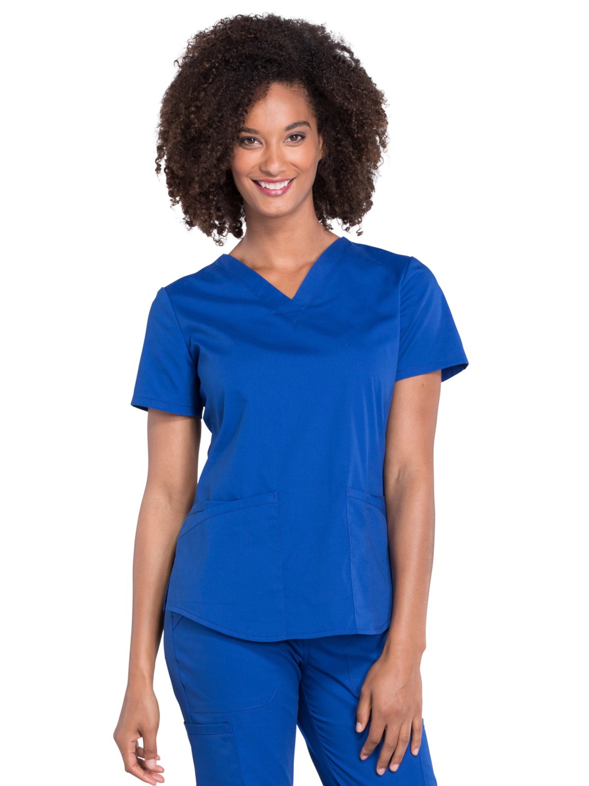 CHEROKEE Workwear Professionals Women Scrubs Top V-Neck WW665, L, Galaxy Blue