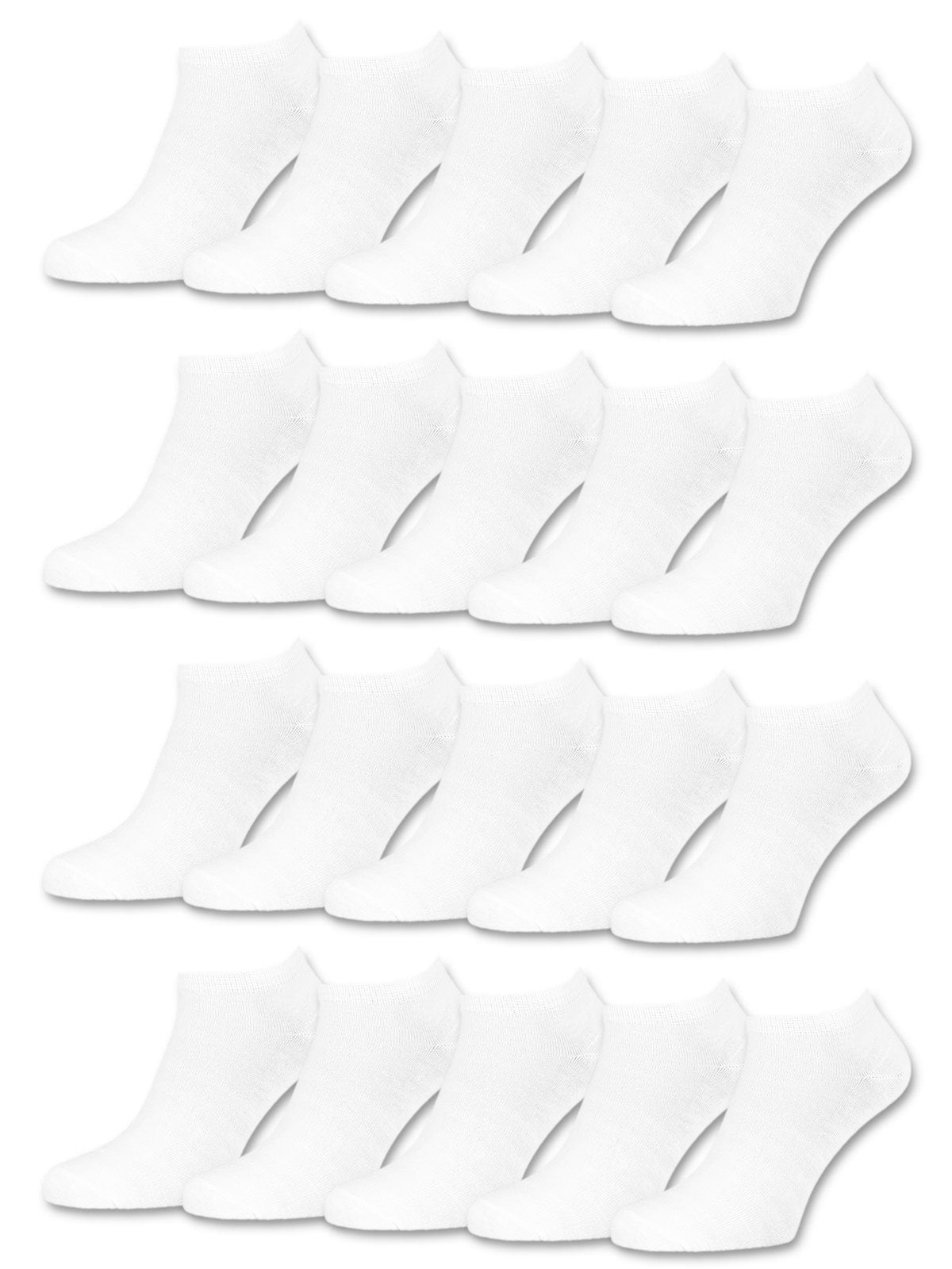 10 | 20 | 30 Pairs Ankle Socks/Sneaker Socks for Women & Men in Black & White Size 3-14 (9-11, 20 Pairs | White)