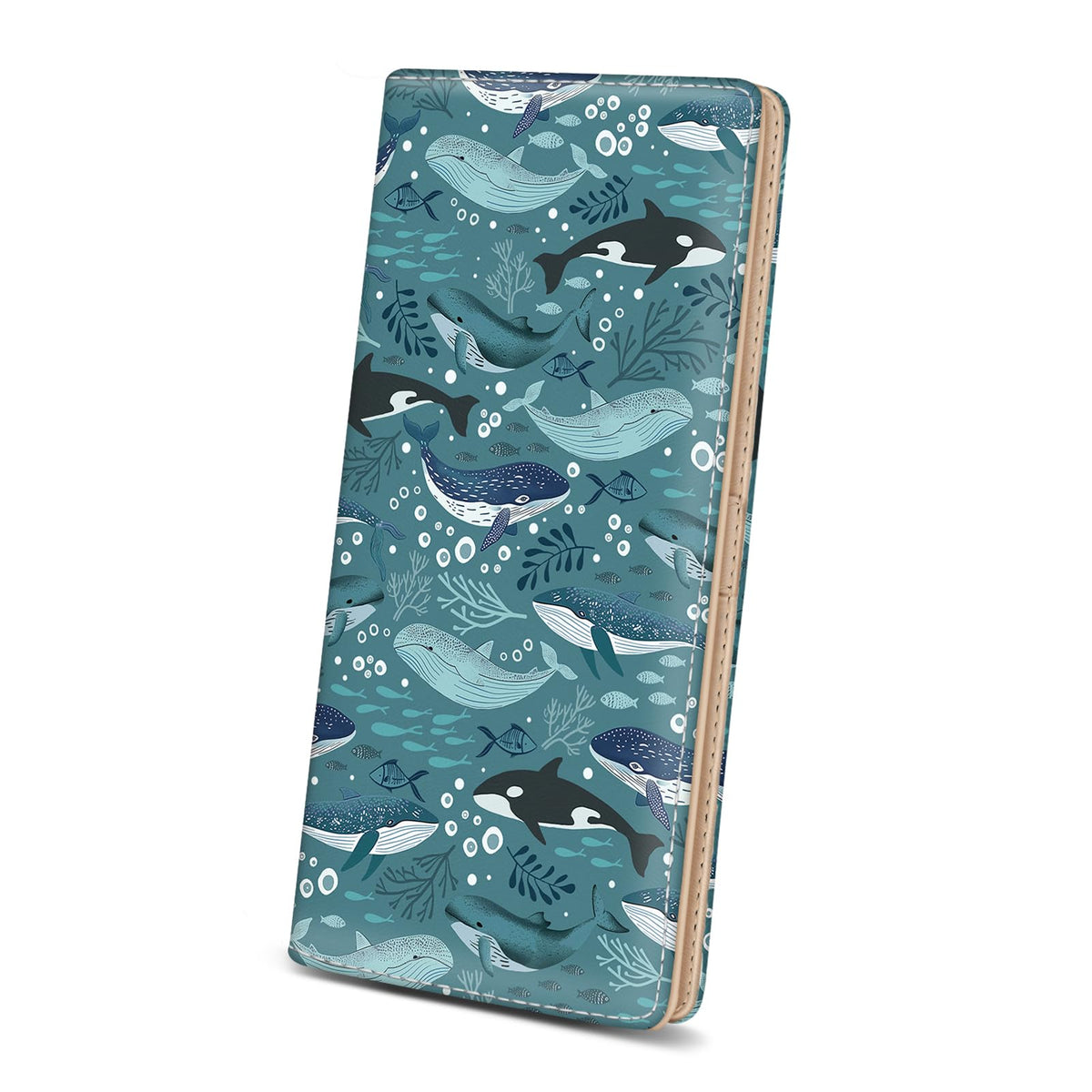 Immaturus Womens Wallet, Dolphins Whales Slim Thin RFID Blocking Credit Card Wallets, Long Bifold PU Leather Card Holder Organizer, Cute Cash Clutch Billfold with Zipper Coin Pocket Ladies Girls Gift