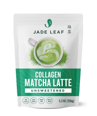 Jade Leaf Matcha CafÃ© Style Collagen Matcha Latte Green Tea Powder, Unsweetened, Sugar Free, Premium Barista Crafted Mix, Authentically Japanese, 15 Servings (5.3 Ounces)