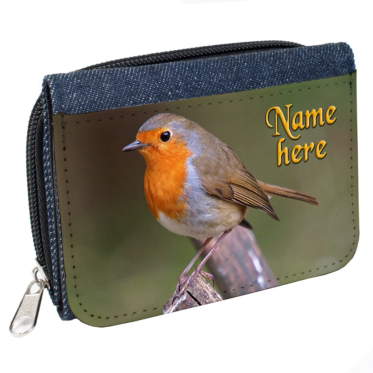 KRAFTYGIFTS Ladies Purse Personalised Robin Womens Denim Coin Wallet Gift Sh212