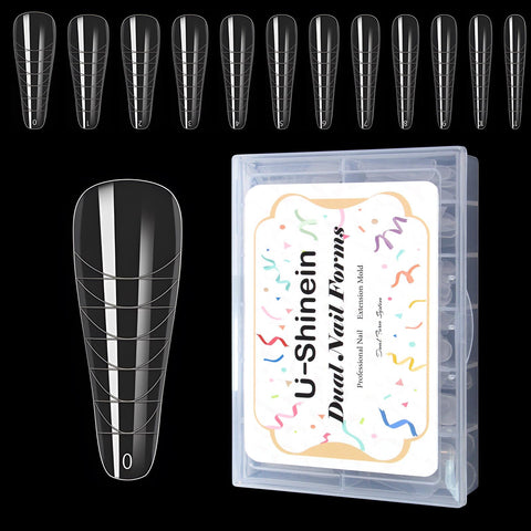 U-Shinein Dual Nail Forms, Dual Nail Shapes, Nail Extension Nail Mould, Acrylic Nail Dual Forms, 12 Sizes Dual Shapes Tips, Nail Art Manicure Tools for Nail Art Design, 120 Pcs, 03