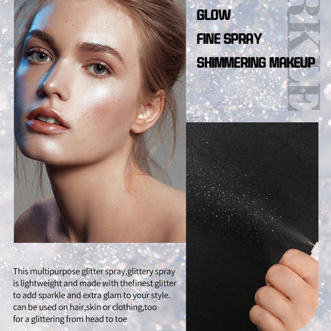 Body Glitter Spray, Face Glow Illuminator, Shimmer& Sparkle Make Up, Moisturizing Glow Drops, Highlighter with Light Fragrance,Face & Body Glitter Spray Non-sticky Moisturizing Body Highlighter(50ml)