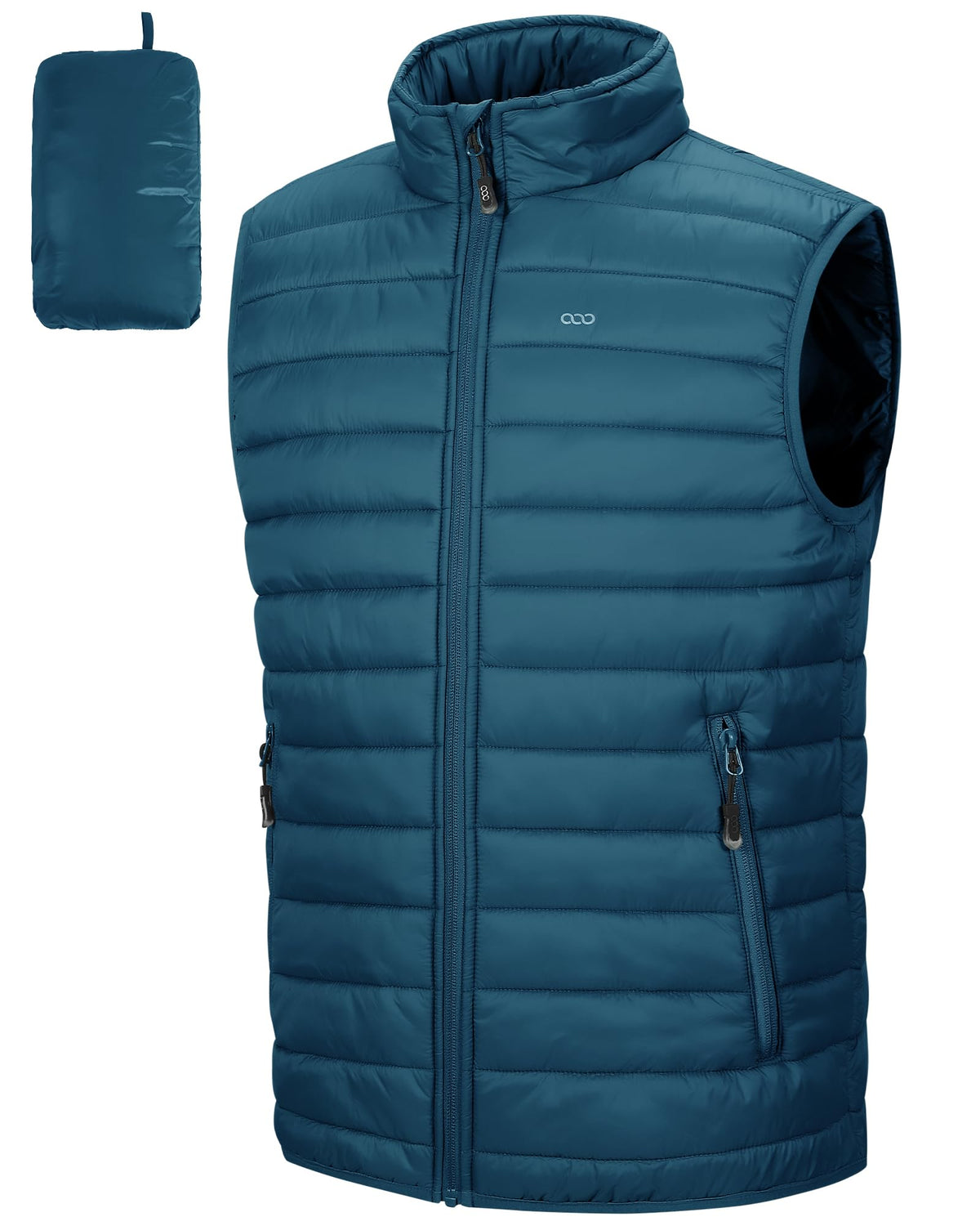 33,000ft Men's Lightweight Gilet, Packable Quilted Puffer Padded Vest Outerwear, Body Warmer Windproof Sleeveless Jacket for Golf Running Hiking Horse Riding Ceramic Blue S