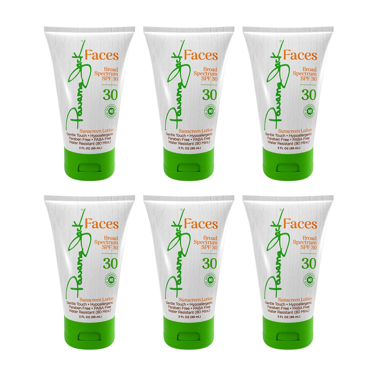 Panama Jack Faces Sunscreen Lotion - SPF 30, Broad Spectrum UVA/UVB Protection, Hypoallergenic, PABA, Paraben, & Gluten Free, 3 FL OZ (Pack of 6)