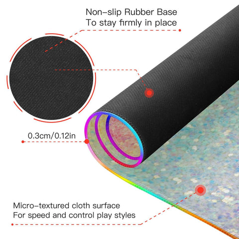 Glitter Lights Wireless Charging Mouse Pad for Mobile Phone Extra Large Gaming Mousepad with 13 Lighting Modes Computer Mat for MacBook PC Laptop Desk Office Home Gaming